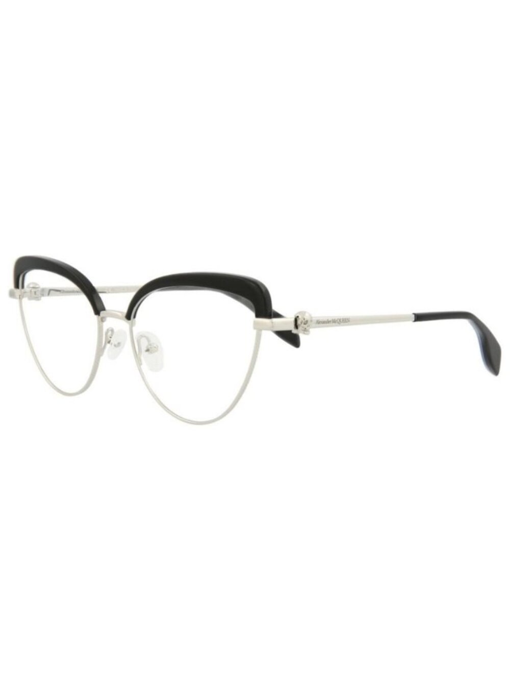 New Alexander McQueen Womens Cat Eye Silver Silver Transparent Fashion Designer